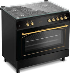 Cocina de Gas Rústica SOLTHERMIC – 5 Quemadores – Horno Panorámico de 115 Litros