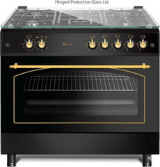 Cocina de Gas Rústica SOLTHERMIC  – 5 Quemadores – Horno Panorámico de 115 Litros