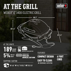 Weber Q 1400 – Barbacoa Eléctrica Portátil Premium